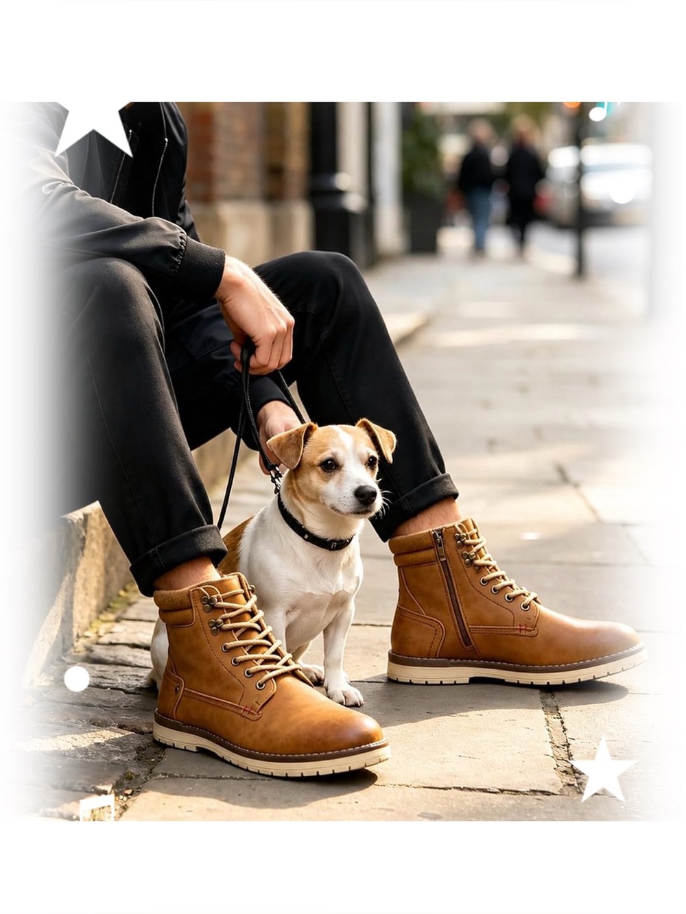 Vostey Men’s Lace-Up Side Zipper SR Chukka Boots Brown 10 Hiking Gorpcore Moto